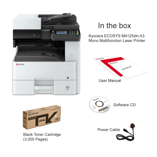 Kyocera ECOSYS M4125idn Multi-Functional Printer (Copier-Printer-Scan-fax)